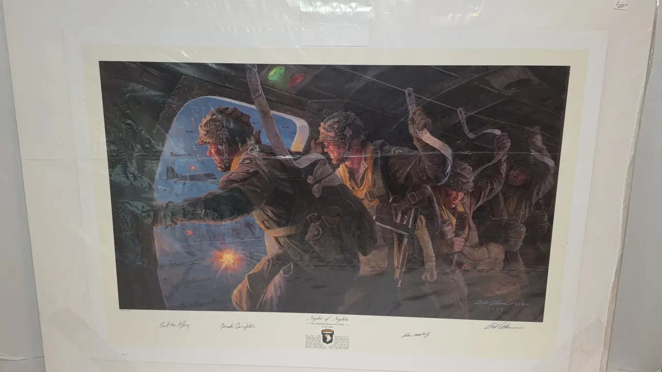 Gil Cohen “Night of Nights” 101st Airborne D-Day Signed Print 220/950, Don Malarkey & More & COA