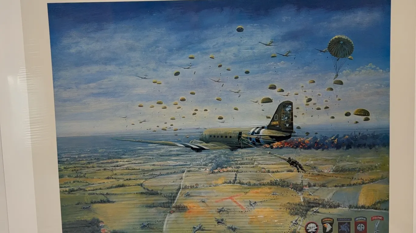 Les Carter “Operation Market Garden” Signed WWII Airborne Print 349/1000, Multiple Veteran Signature