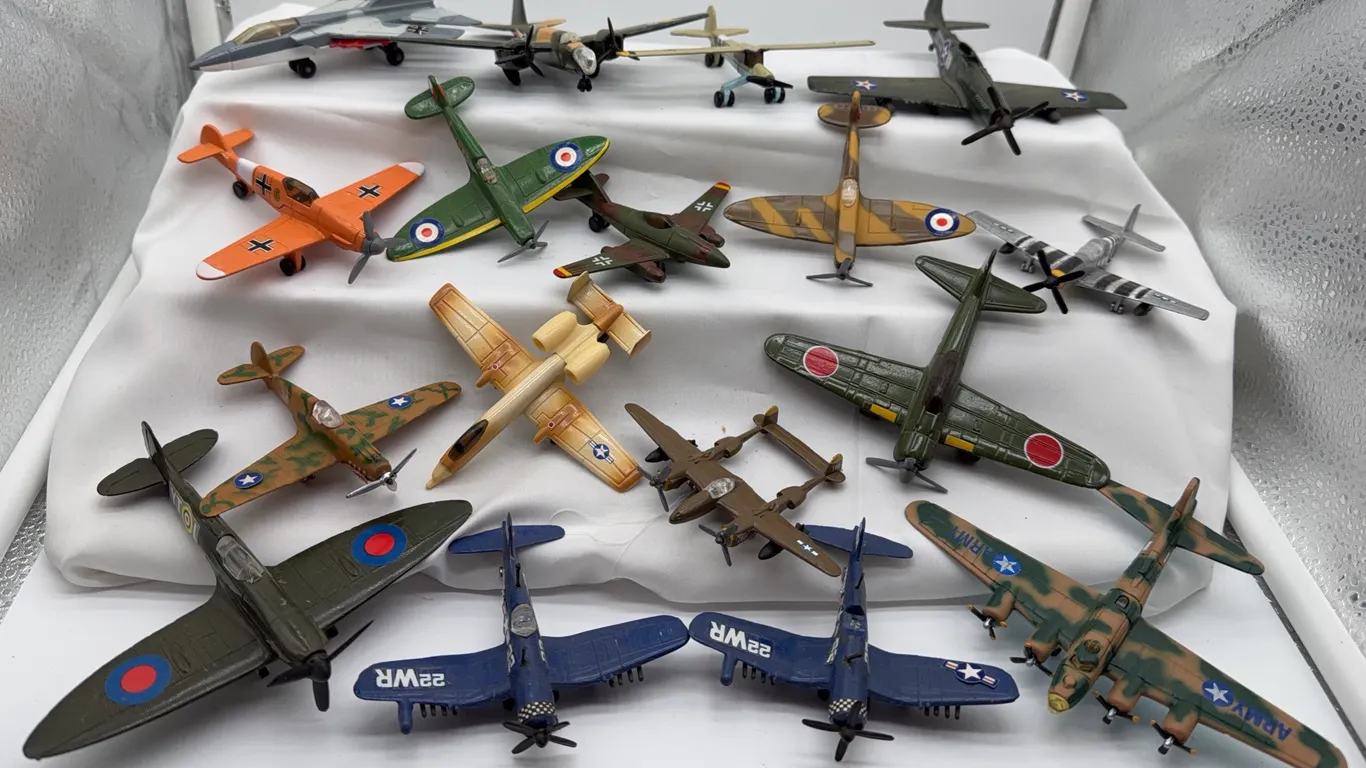 Large Collection of Miniature Military Aircraft Models, WWII Fighters, Bombers & Jets