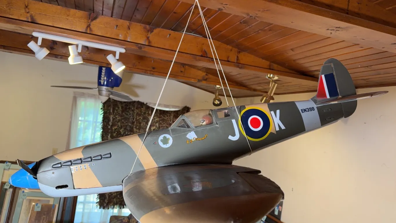 Large RAF Spitfire Aircraft Display Model - EN398 "JE-J" WWII Fighter Plane