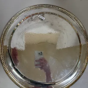 Round  Engraved International Silver Company Silver Plated Tray