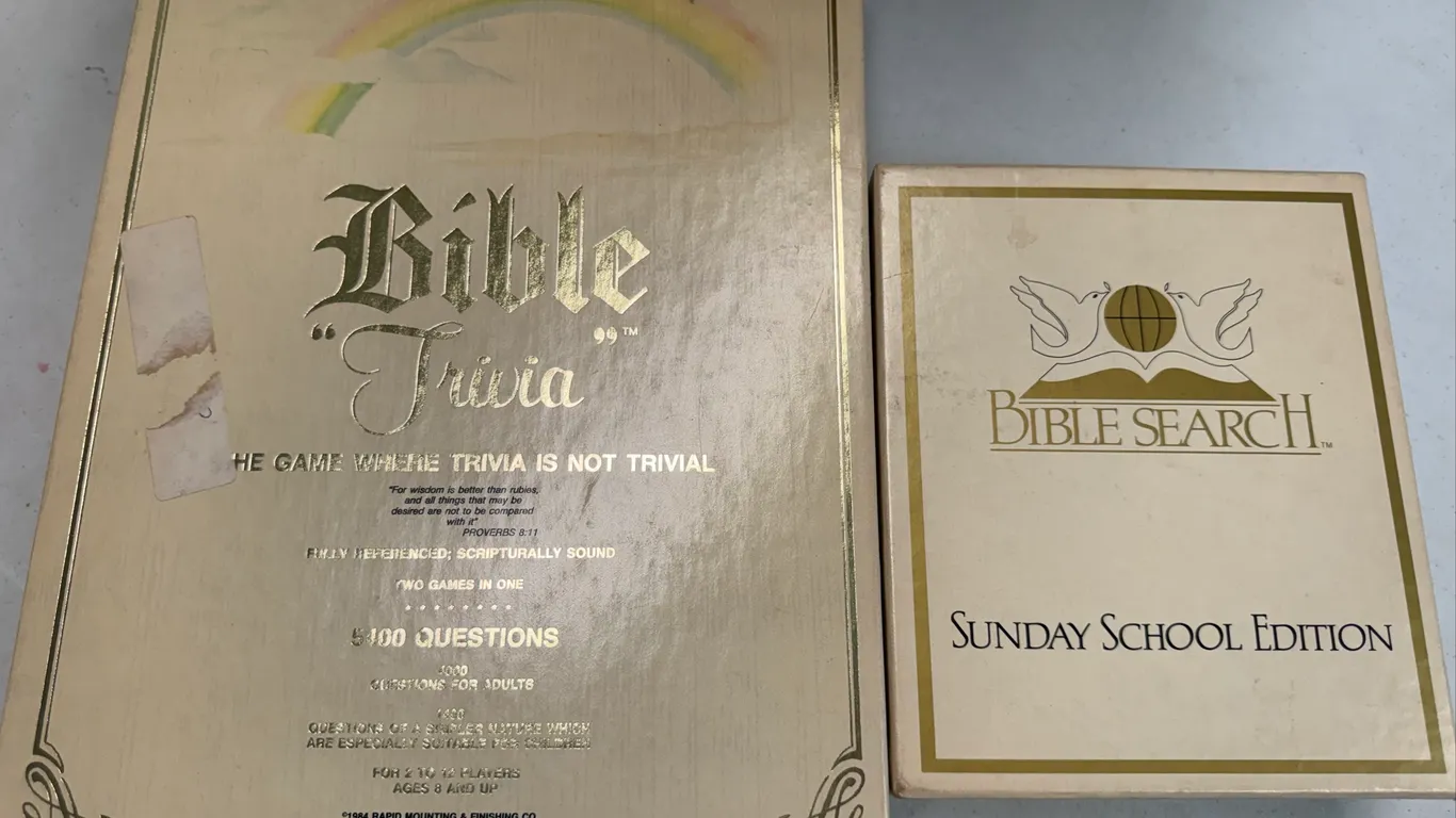 Lot of 2, 1984 Casado Bible Trivia & Bible Search Sunday School Edition Games