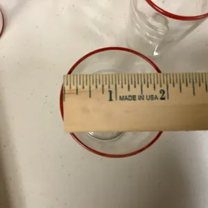 12 Vintage Glass Ringed Red Trimmed Juice Glasses