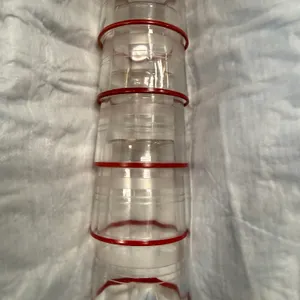 Lot of 8 Vintage Ringed Red Edge Trim Juice Glasses