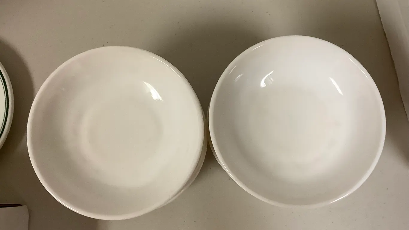 6 Vintage White Glass Dessert Bowls Dishes