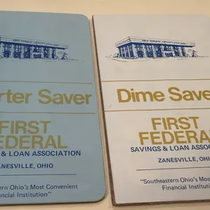 Lot of 2 Vintage Zanesville, OH First Federal Bank Coin Dime & Quarter Saver Booklets