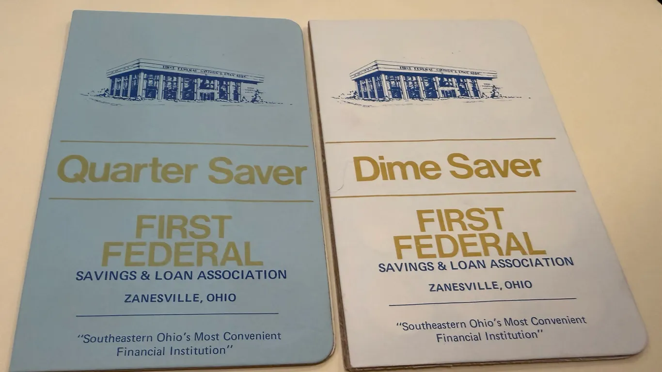Lot of 2 Vintage First Federal Savings and Loan Zanesville Dime and Quarter Savers