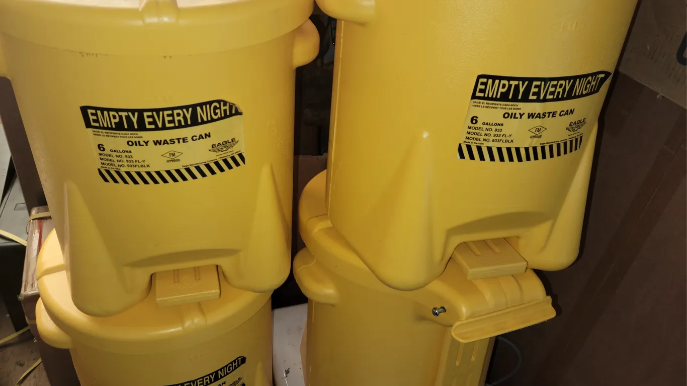 Lot of 9 Oily Waste Cans with foot lever 6 gal