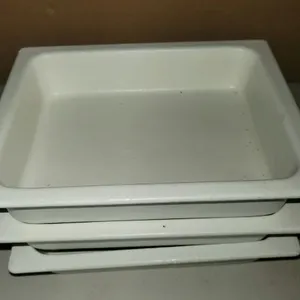 Lot of 3 White Rectangular Commercial Food-Service Pans/Trays