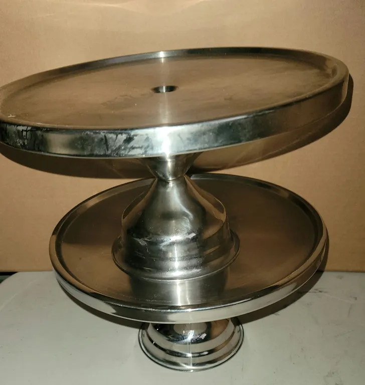 Lot of 3 Stainless Steel Pedestal Cake/Serving Stands