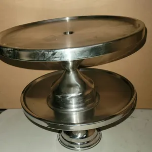 Lot of 3 Stainless Steel Pedestal Cake/Serving Stands