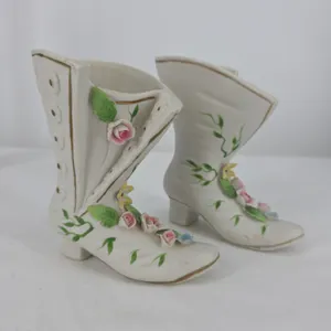 Two Ceramic Painted Boots