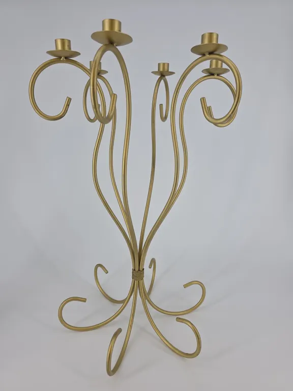 Large Gold Tone Candle Holder