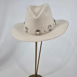 Eddy Bros Lady Jane White Wool Cowboy Hat Silver Concho Studded Western Small