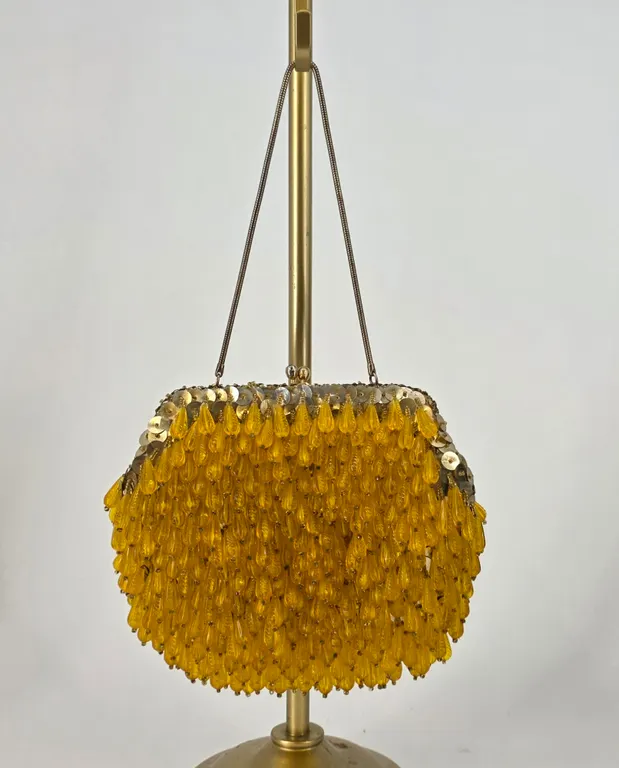 Vintage Walborg Richere Amber Yellow Beaded Teardrop Sequin Evening Bag Clutch