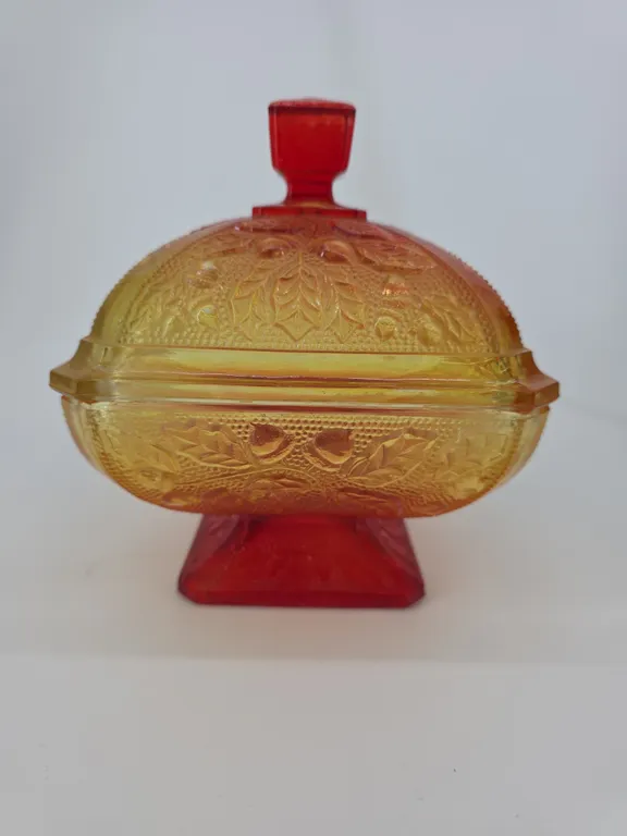 Glass Candy Dish Red