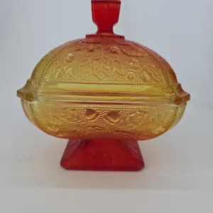Glass Candy Dish Red