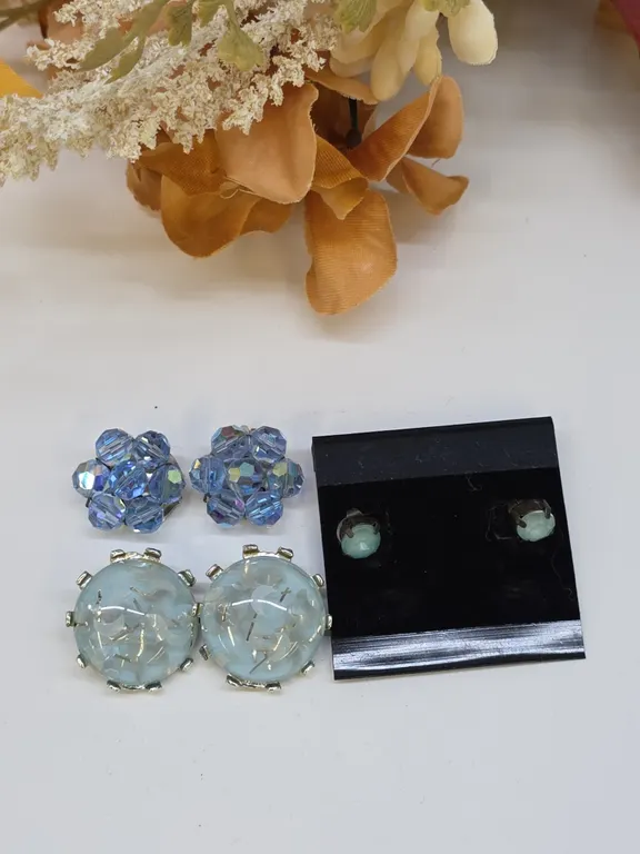 Three Pair of Earrings Blue
