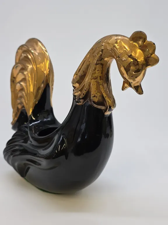 Black and Gold Rooster Planter
