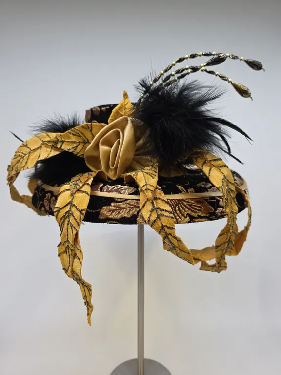 Gold and Black Derby Hat Church Hat