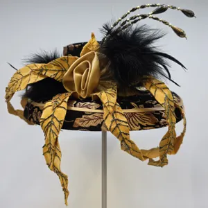 Gold and Black Derby Hat Church Hat