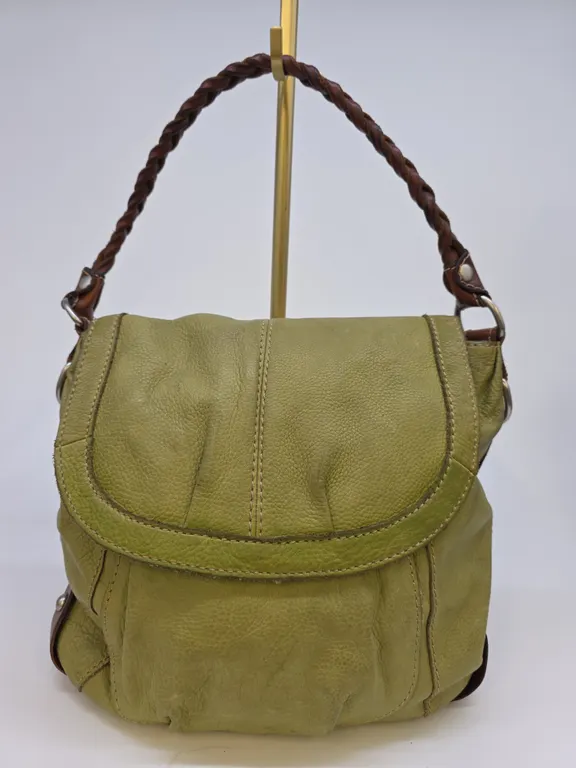 Vintage Leather Green Fossil Bag with Brown Leather Strap
