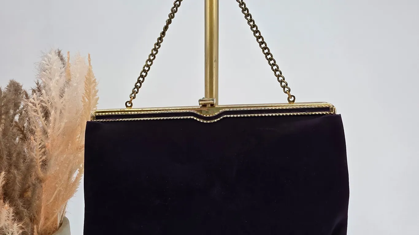 Vintage And'e Dark Blue Clutch with Chain Strap