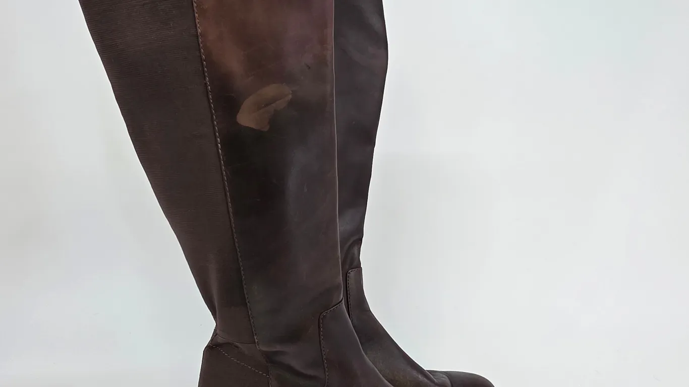 BCBGeneration Womens Brown Leather Tall Riding Boots Round Toe Block Heel 7M