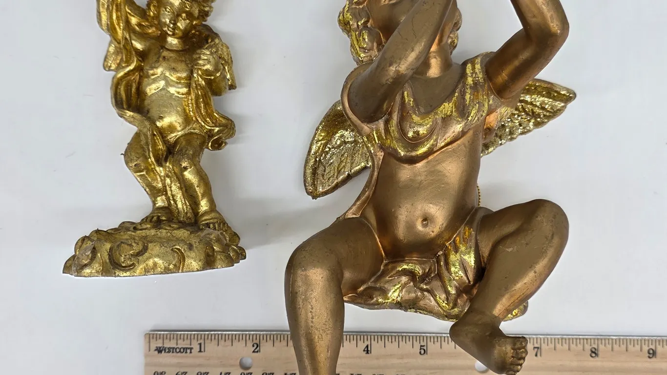 Two Gold Cherub Angels