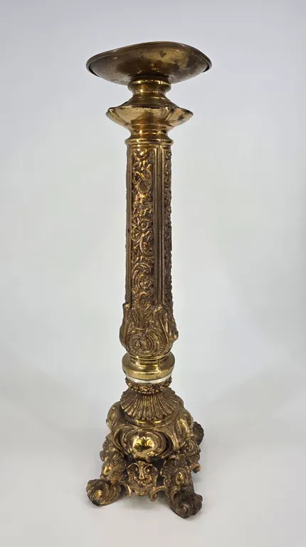 Large Ornate Vintage Brass Candle Holder