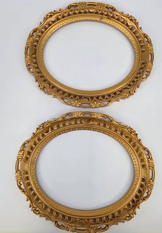 Two Piece Lot Gold Plastic Frames No Backs