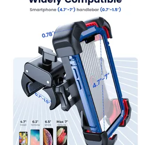 JOYROOM Motorcycle Phone Mount, [1s Auto Lock][100mph Military Anti-Shake] Bike Phone Holder for Bic