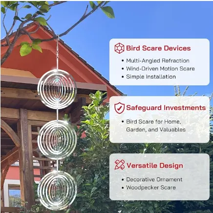 Bird Deterrents for Outside, Reflective 3D Stainless Steel Wind Spinners, Garden Décor