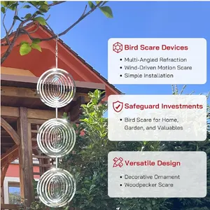 Bird Deterrents for Outside, Reflective 3D Stainless Steel Wind Spinners, Garden Décor