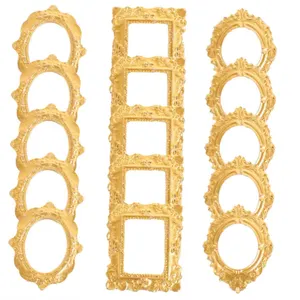 14 Pcs Miniature Picture Frames, Vintage Dollhouse Photo Frames with Carved Golden Edges
