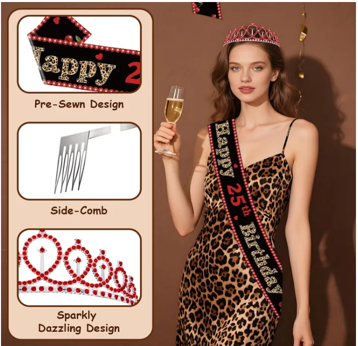 25th Birthday Cheetah Print Party Pack - New