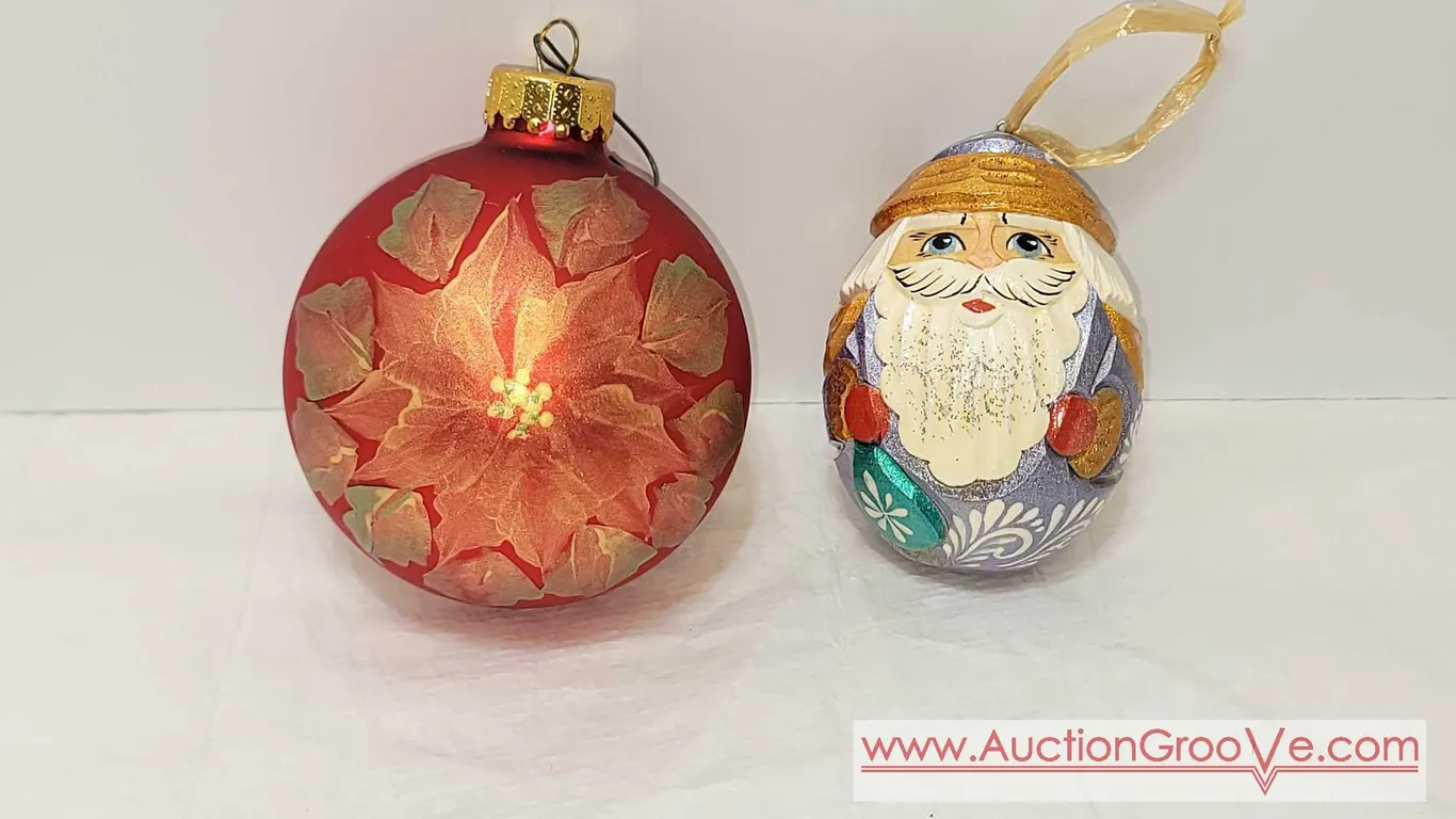 Hand Painted ornament from Oregon and Santa from Russia. BCB