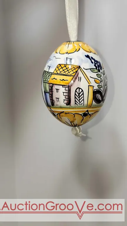 Hand painted ornament from Budapest per handwritten note found in box. BCB