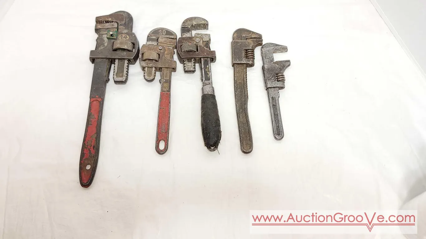 Antique Pipe Wrenches includes #10 marked West Germany that matches #14. A #10 Hibbard & 2 others.