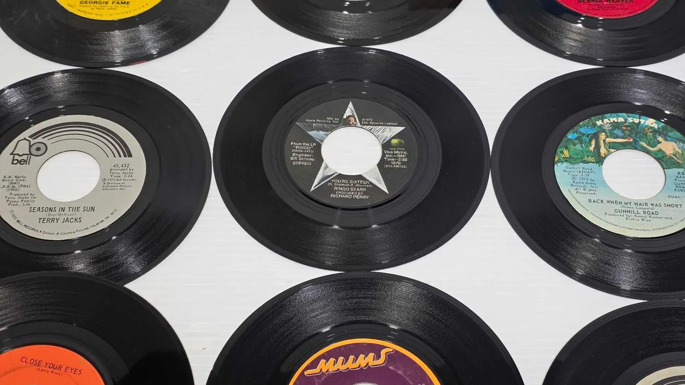 A bunch of 45 RPM Records. BR1