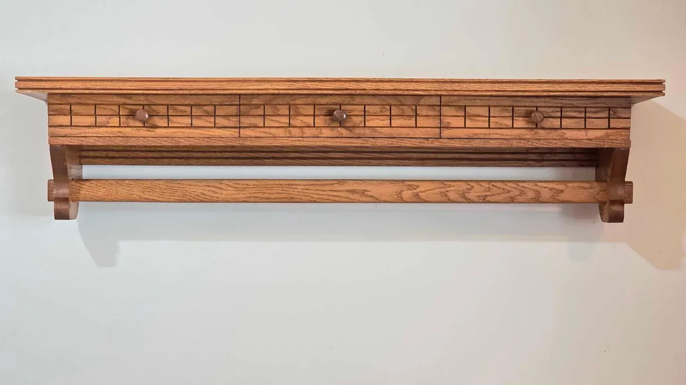 Three Drawer Wall Shelf. 30.5 x 6 x 7. K