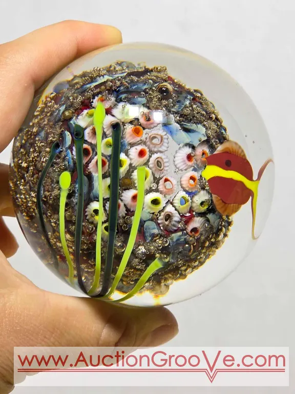 Art Glass 3" Paperweight signed by Artist R. Satava. LR