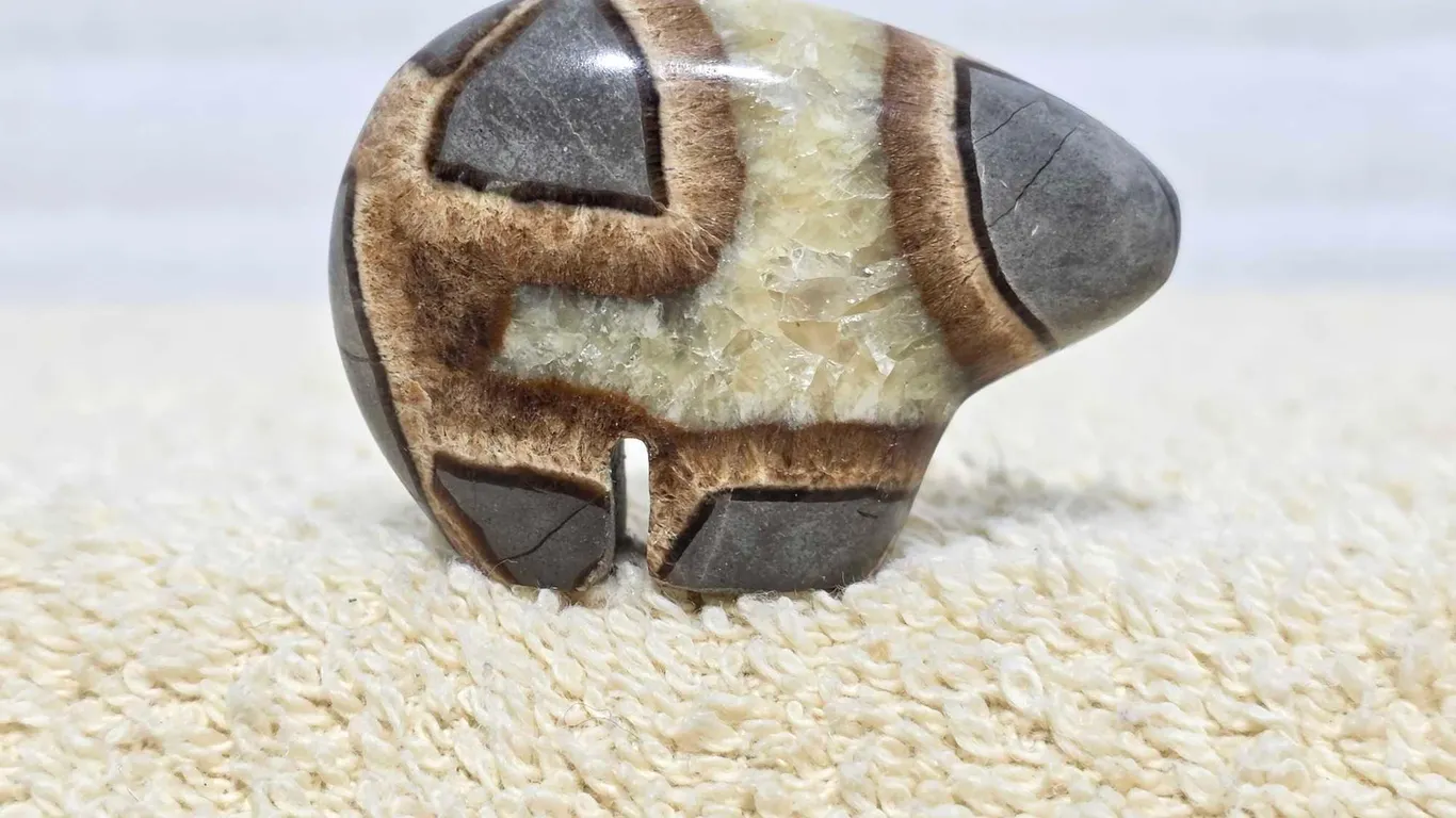 Bear Carved From Septarian Stone. LR