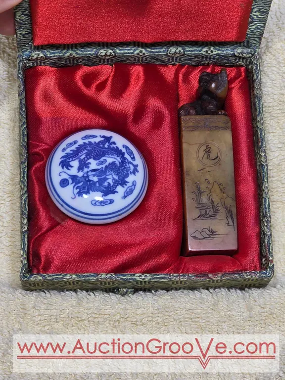 Chinese Chop Stamp with Tiger in Top. LR