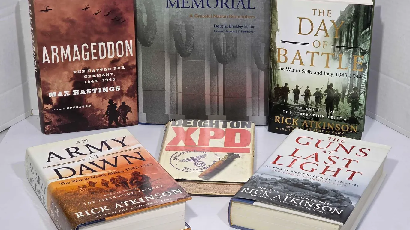 SIX Hard Cover WWII Books. LR