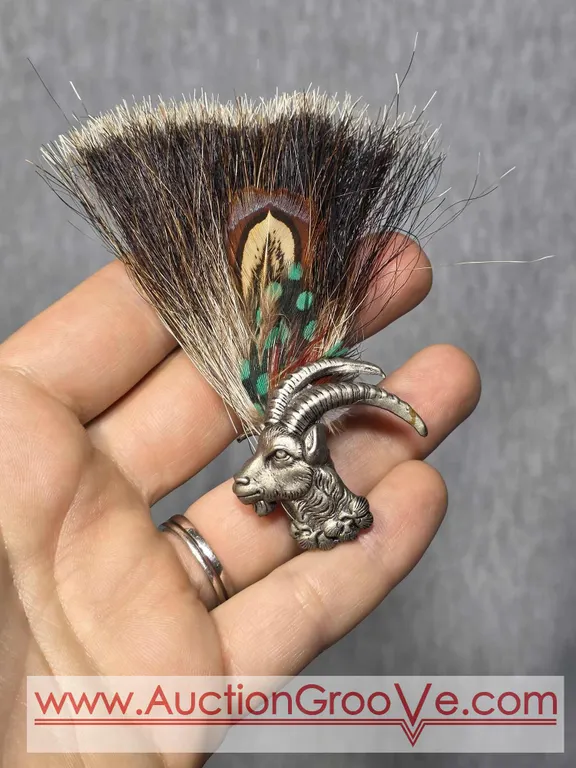 Traditional Alpine German Gamsbart Hat Pin. Unmarked. JB