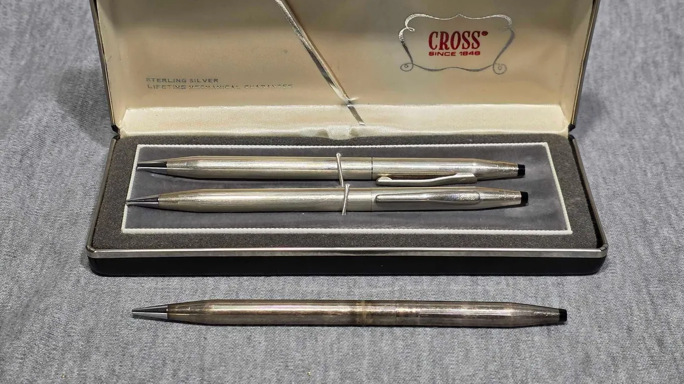 THREE Sterling Silver Cross Pencils. JB