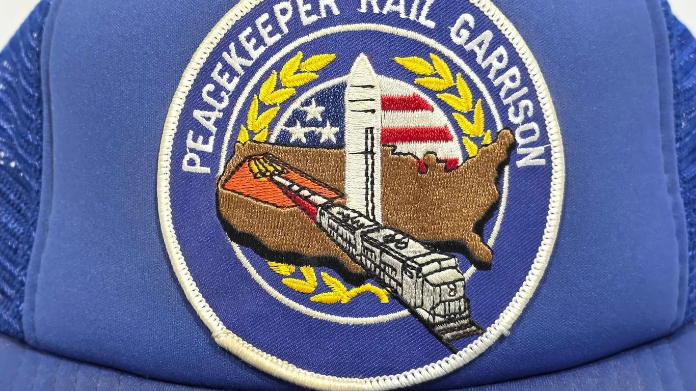 Rare 1980s ~ Peacekeeper Rail Garrison Snapback Trucker Hat. U.S. Crown Co. USA. made in Taiwan. PER WIKIPEDIA, "The Peacekeeper Rail Garrison wa