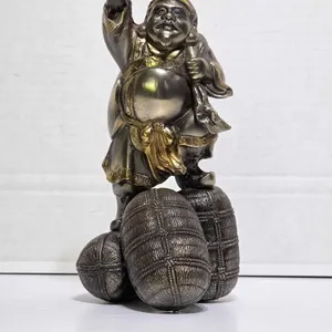 Japanese Daikokuten (Okimono) God of Wealth. Cast Metal Figurine. 4.5 x 9.5. LR