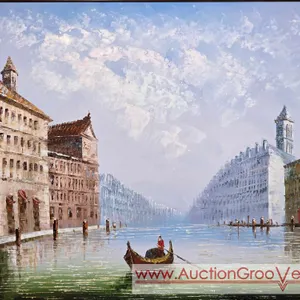 Venetian Canal Original Painting by Burnett. 40 x 28. LR